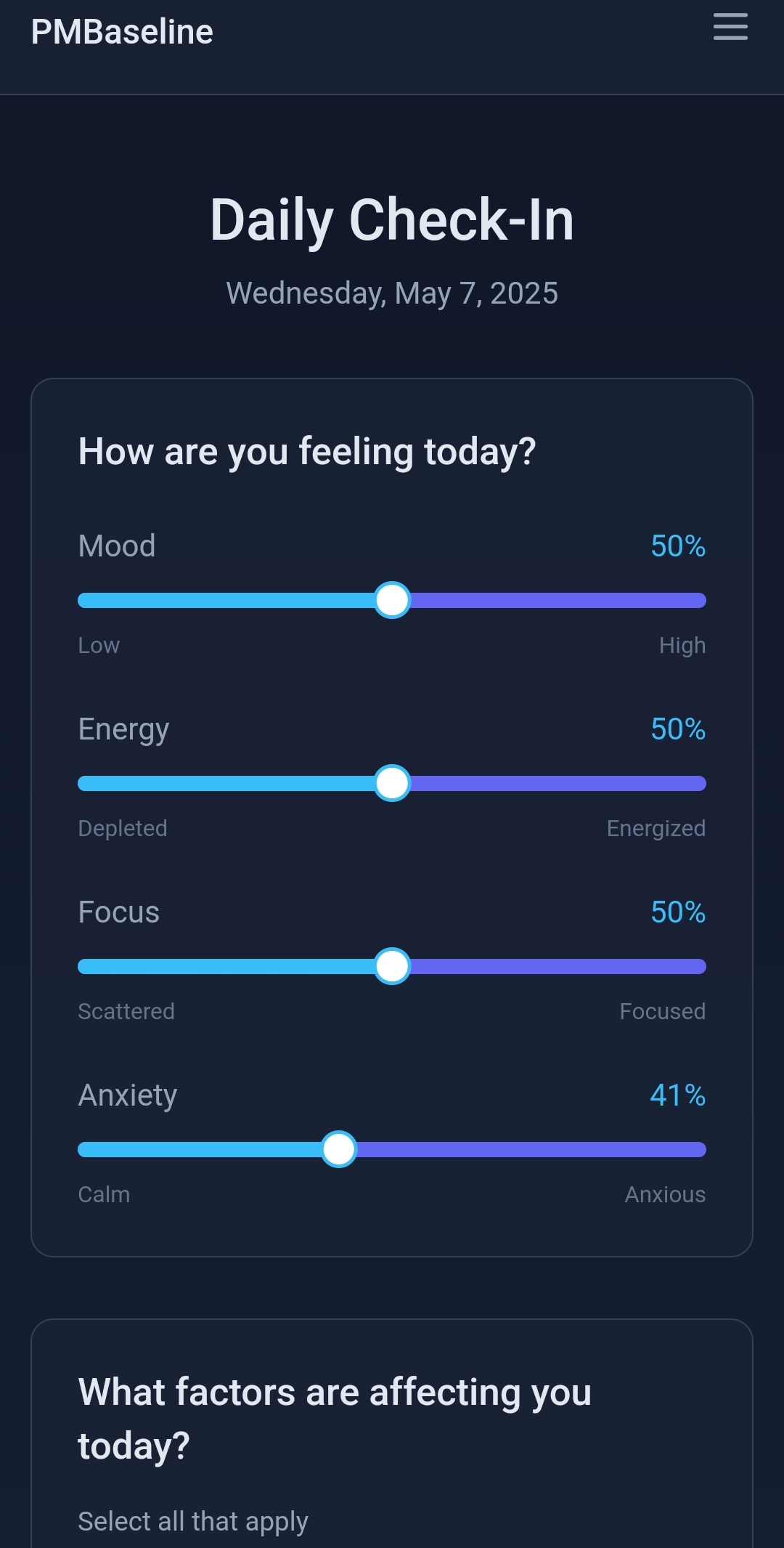 Baseline Reset App Screenshot